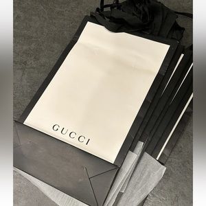 GUCCI [Set of 6] Authentic Black/White Shopping Paper Gift Tote Bags
